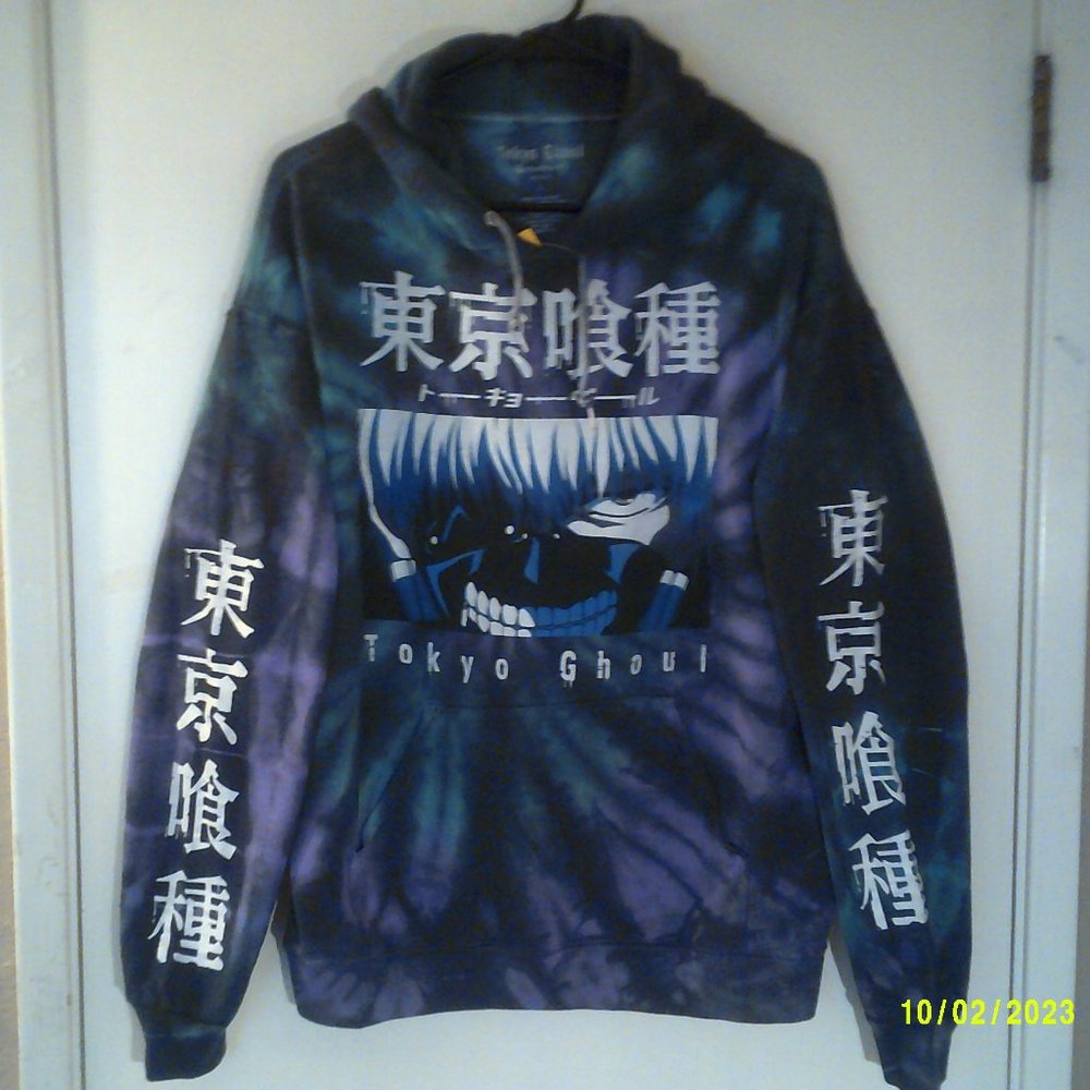 CRUNCHY ROLL "Tokyo Ghoul Tie Dye Hoodie" MEN'S PURPLE MULTI-COLOR P/O LARGE